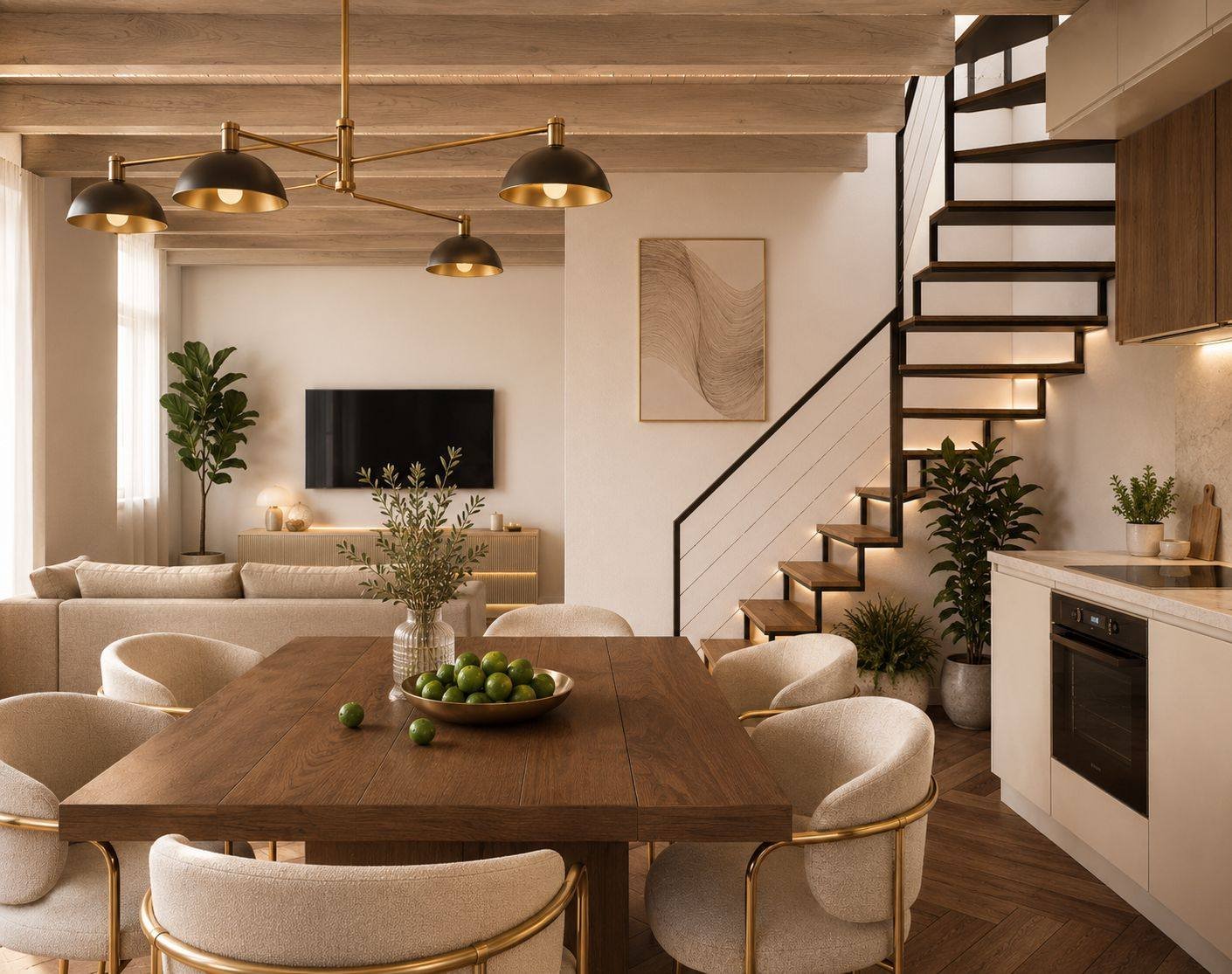 Duplex H: dining and staircase