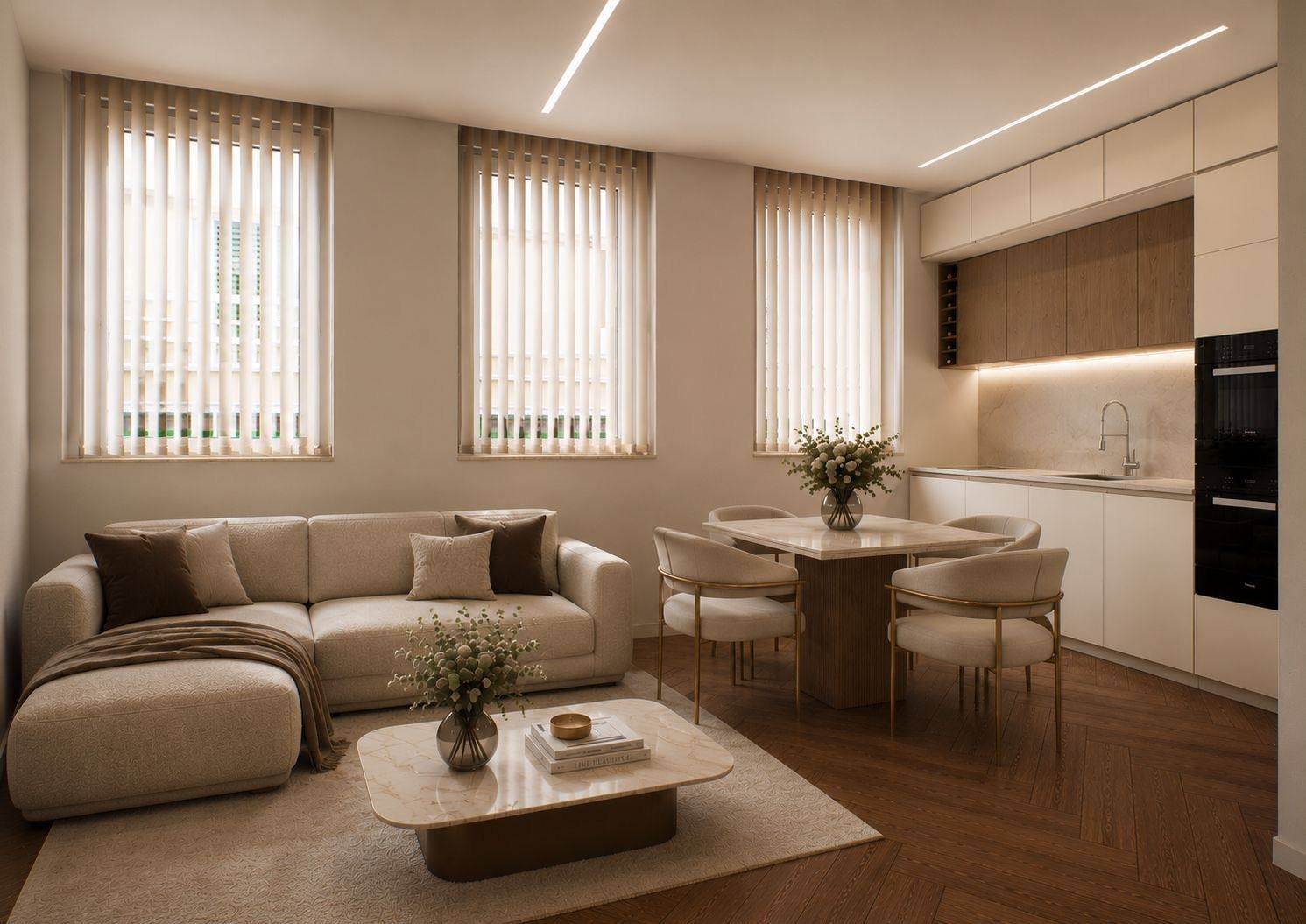 Living and kitchen