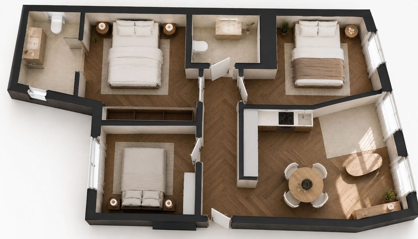 Ground floor, 3D plan