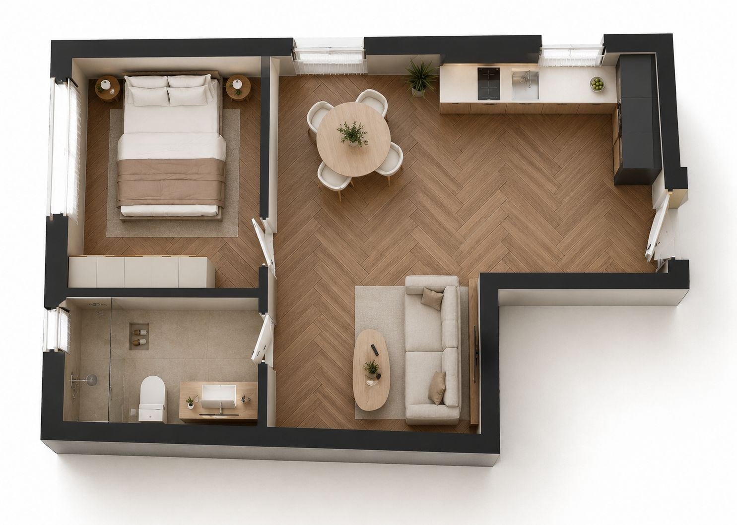 1st floor unit E, 3D plan